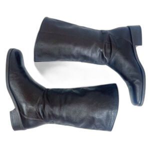 Naturalizer Vintage Dark Brown Square Toe Mid Calf Leather Boots y2k 90s Size 8
